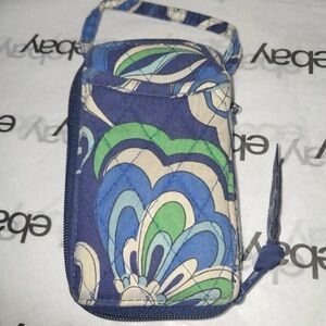 Vera Bradley Blue Green Floral Zip-ID Coin-Purse Wristlet